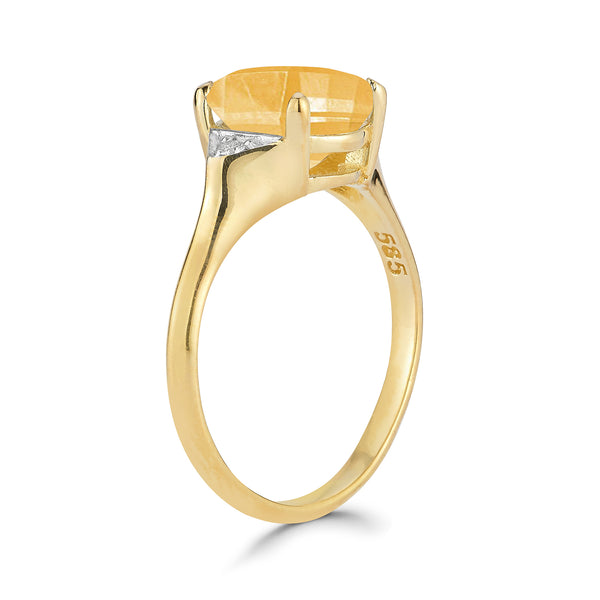 14K Gold 0.05 ct. tw. Diamond & 4.75CT Citrine Cocktail Ring