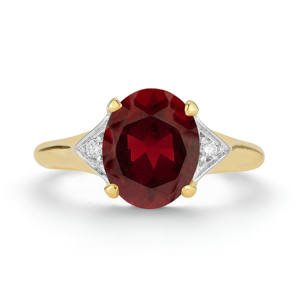 14K Gold 0.05 ct. tw. Diamond & 5.25CT Garnet Cocktail Ring