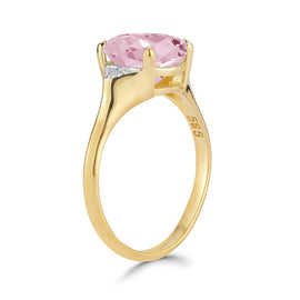 14K Gold 0.05 ct. tw. Diamond & 4.75CT Rose Quartz Cocktail Ring