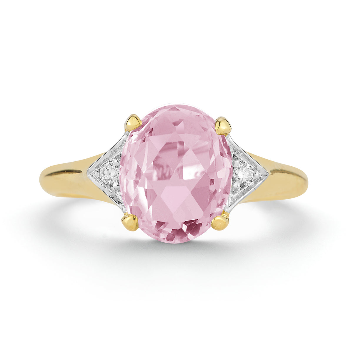 14K Gold 0.05 ct. tw. Diamond & 4.75CT Rose Quartz Cocktail Ring
