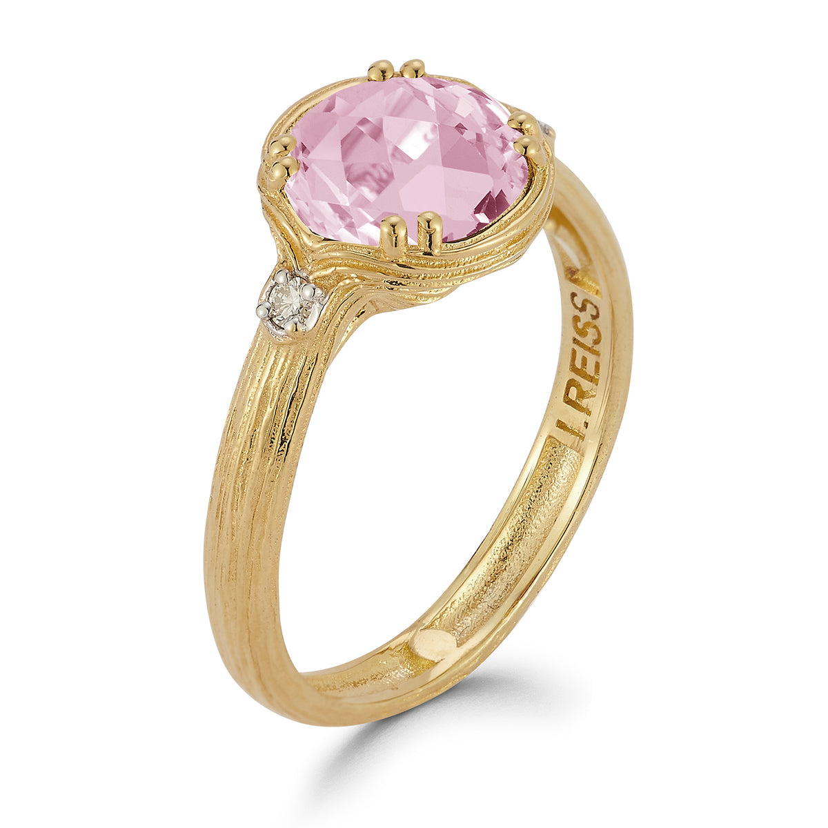 14K Gold 0.05 ct. tw. Diamond & 1.8CT Rose Quartz Cocktail Ring