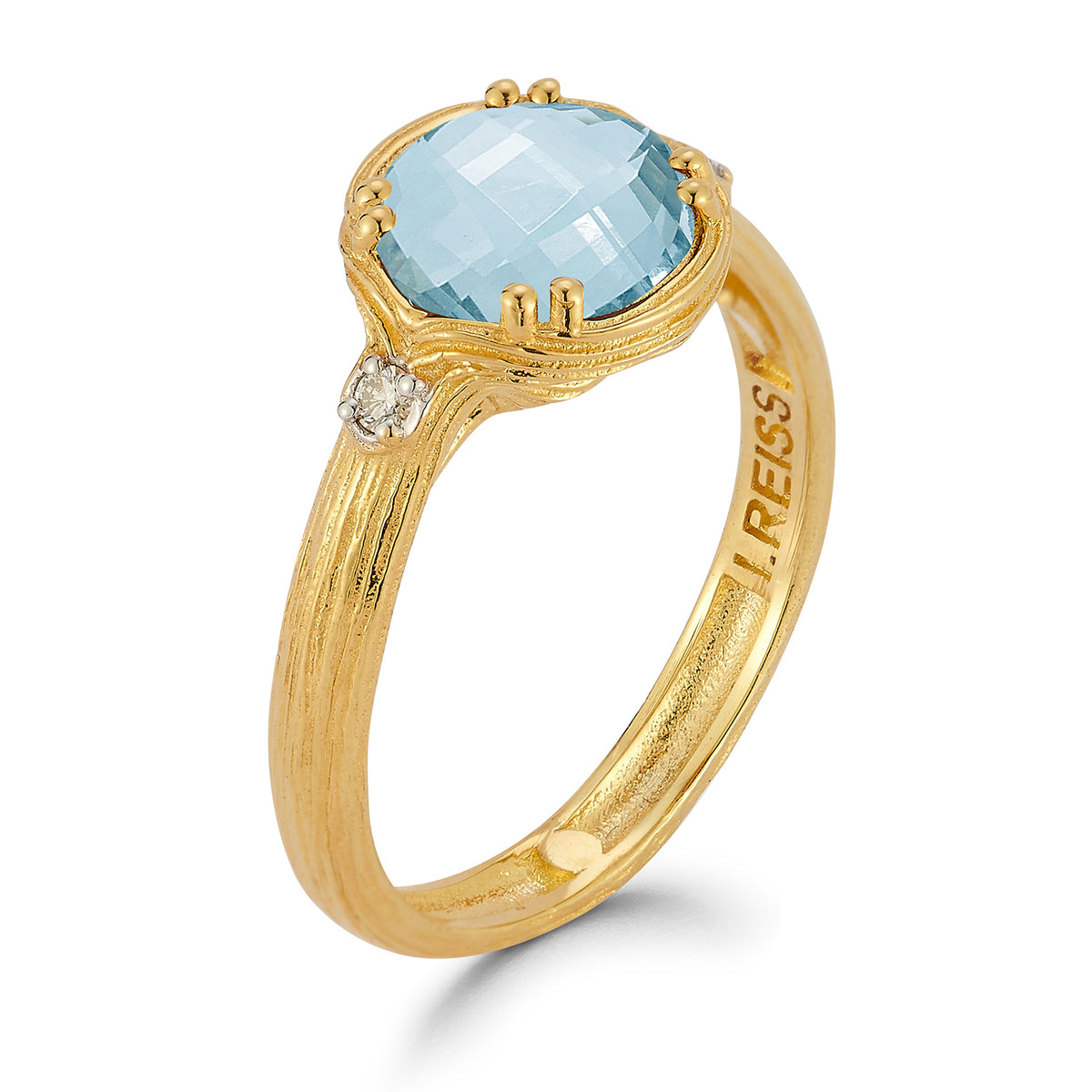 14K Gold 0.05 ct. tw. Diamond & 1.75 Blue Topaz Cocktail Ring