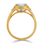14K Gold 0.05 ct. tw. Diamond & 1.75 Blue Topaz Cocktail Ring