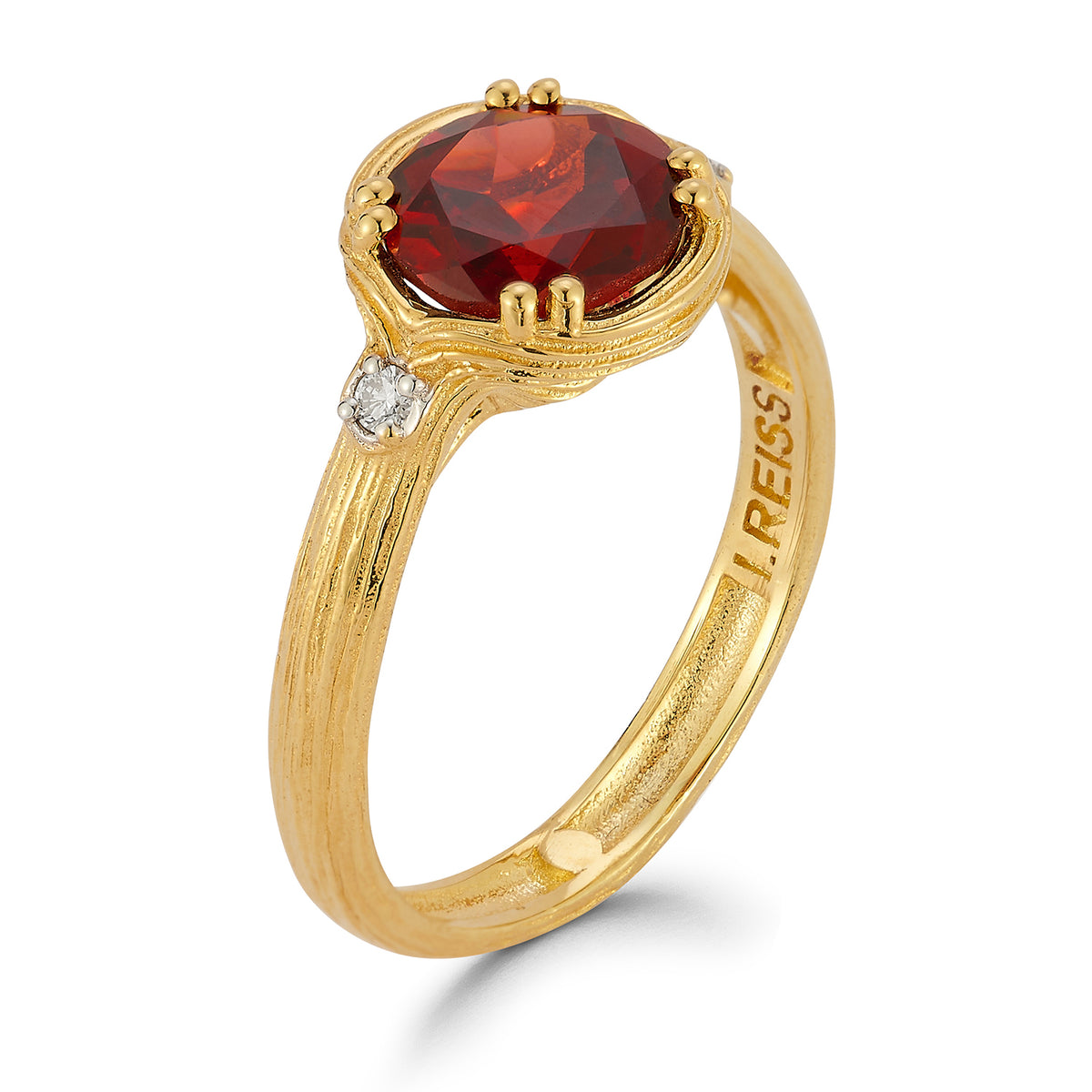 14K Gold 0.05 ct. tw. Diamond & 1.75 Garnet Cocktail Ring