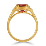 14K Gold 0.05 ct. tw. Diamond & 1.75 Garnet Cocktail Ring
