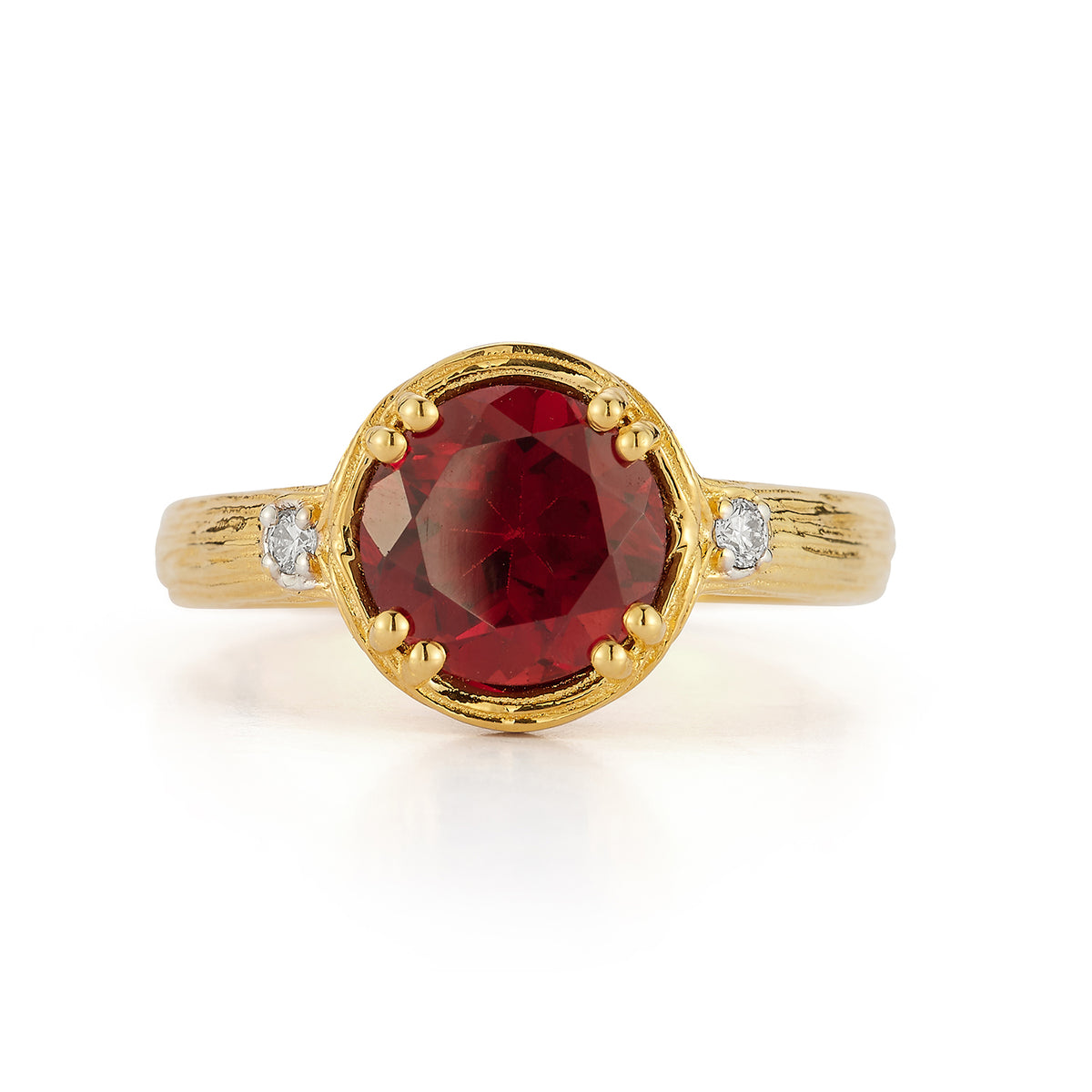 14K Gold 0.05 ct. tw. Diamond & 1.75 Garnet Cocktail Ring