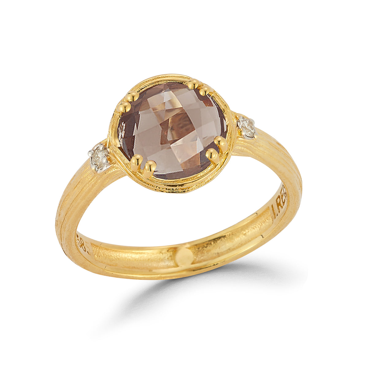 14K Gold 0.05 ct. tw. Diamond & 1.75 Smokey Topaz Cocktail Ring