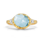 14K Gold 0.05 ct. tw. Diamond & 4.25CT Blue Topaz Cocktail Ring