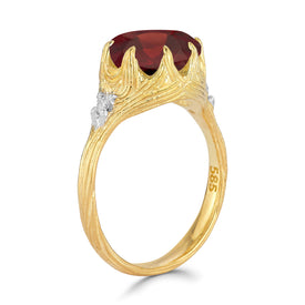 14K Gold 0.05 ct. tw. Diamond & 4.9CT Garnet Cocktail Ring