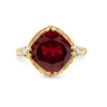 14K Gold 0.05 ct. tw. Diamond & 5.4CT Garnet Color Stone Cocktail Ring