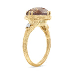 14K Gold 0.05 ct. tw. Diamond & 3.5CT Smokey Topaz Color Stone Cocktail Ring