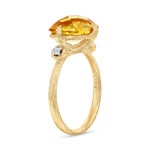 14K Gold 0.05 ct. tw. Diamond & 3.5CT Citrine Color Stone Cocktail Ring
