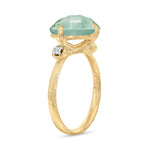 14K Gold 0.05 ct. tw. Diamond & 3.5CT Green Amethyst Color Stone Cocktail Ring