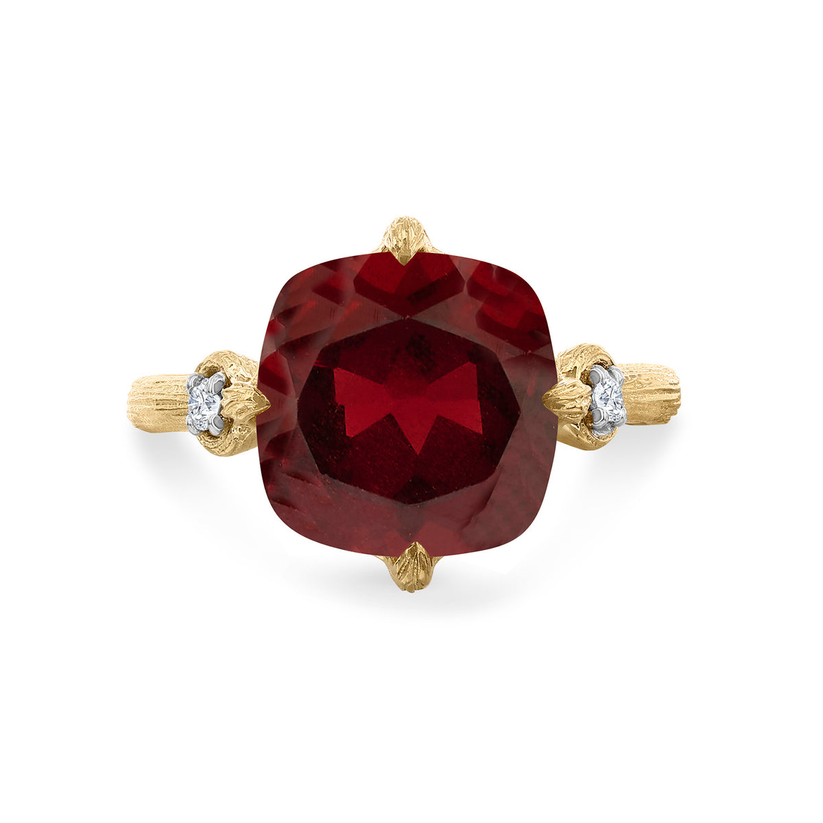 14K Gold 0.05 ct. tw. Diamond & 5.4CT Garnet Color Stone Cocktail Ring