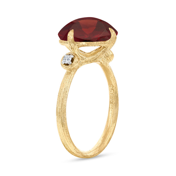 14K Gold 0.05 ct. tw. Diamond & 5.4CT Garnet Color Stone Cocktail Ring