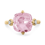 14K Gold 0.05 ct. tw. Diamond & 3.5CT Rose Quartz  Cocktail Ring