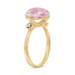 14K Gold 0.05 ct. tw. Diamond & 3.5CT Rose Quartz  Cocktail Ring