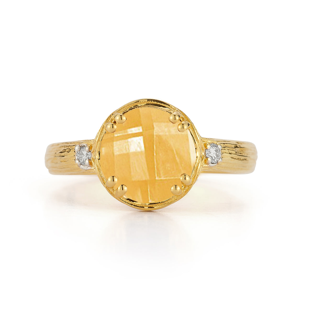 14K Gold 0.05 ct. tw. Diamond & 1.75 Citrine Cocktail Ring