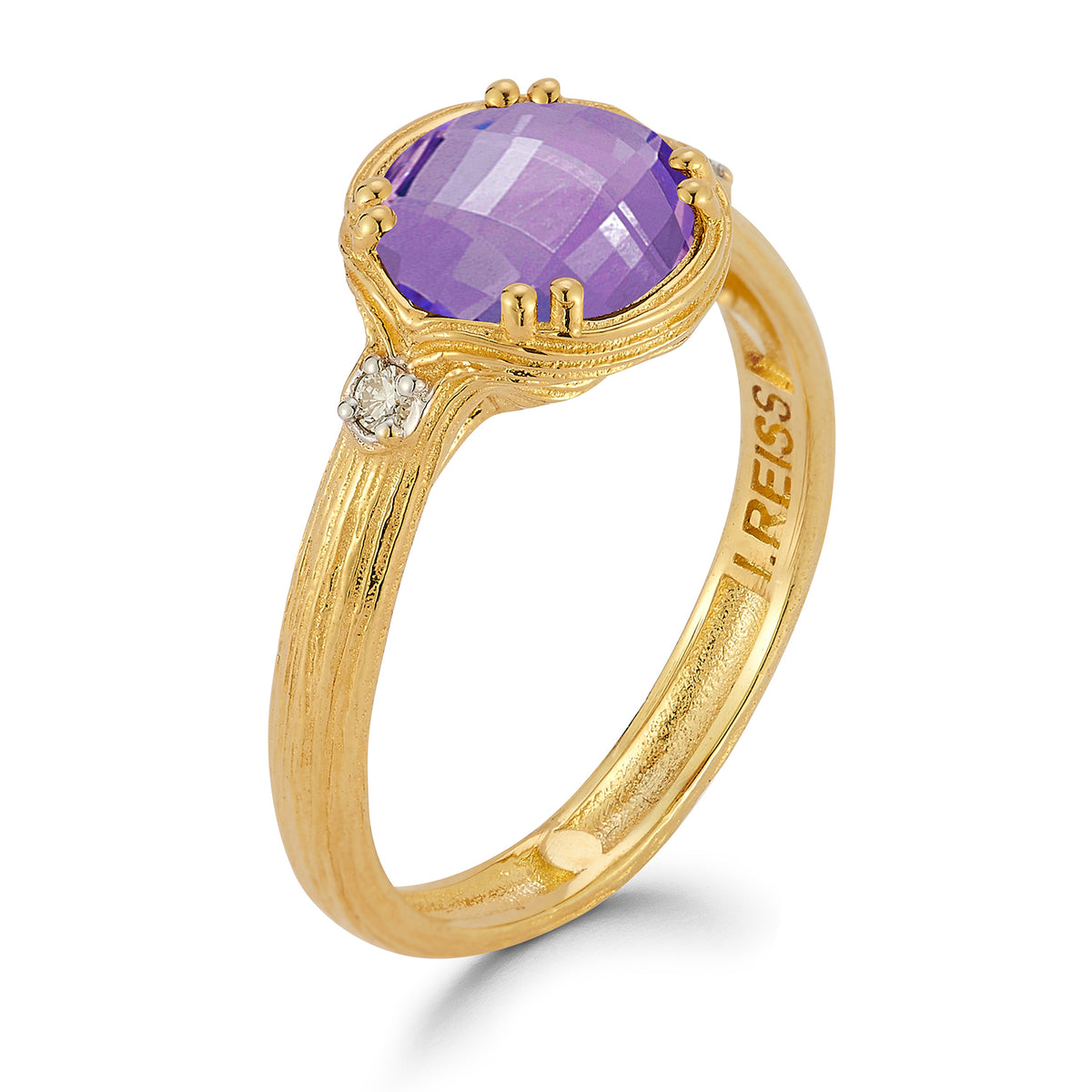 14K Gold 0.05 ct. tw. Diamond & 1.75 Amethyst Cocktail Ring