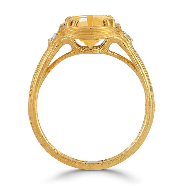 14K Gold 0.05 ct. tw. Diamond & 1.75 Citrine Cocktail Ring