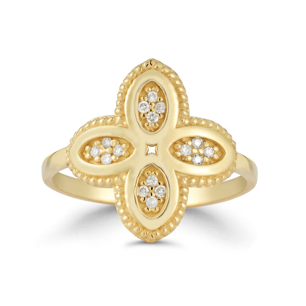 14K Gold 0.10 ct. tw. Clover Ring