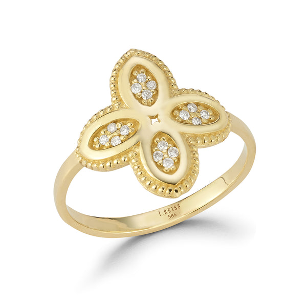 14K Gold 0.10 ct. tw. Clover Ring – I.Reiss