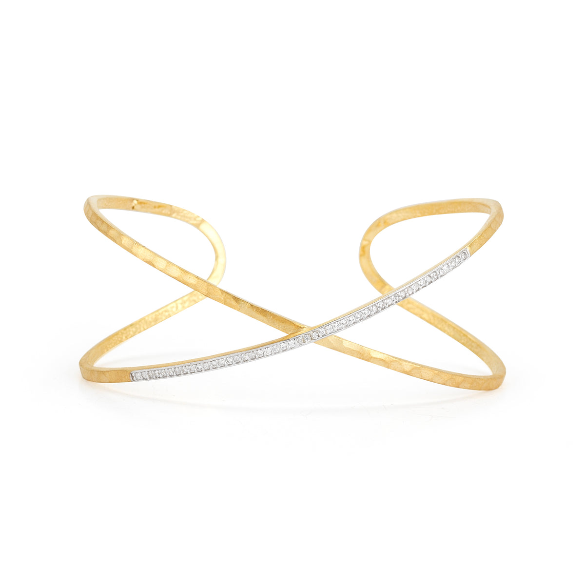 14K-Y CRISS CROSS BANGLE BRACELET, 0.30CT