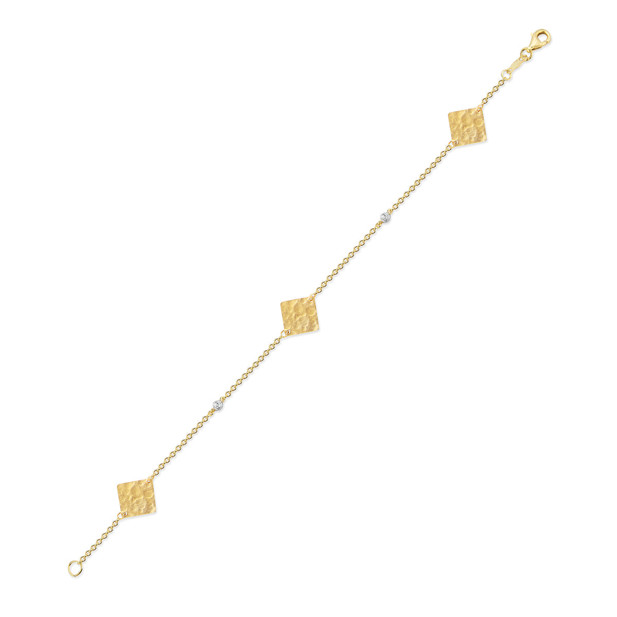 14K-Y Square Gold-by-the-Yard Bracelet, 0.03CT