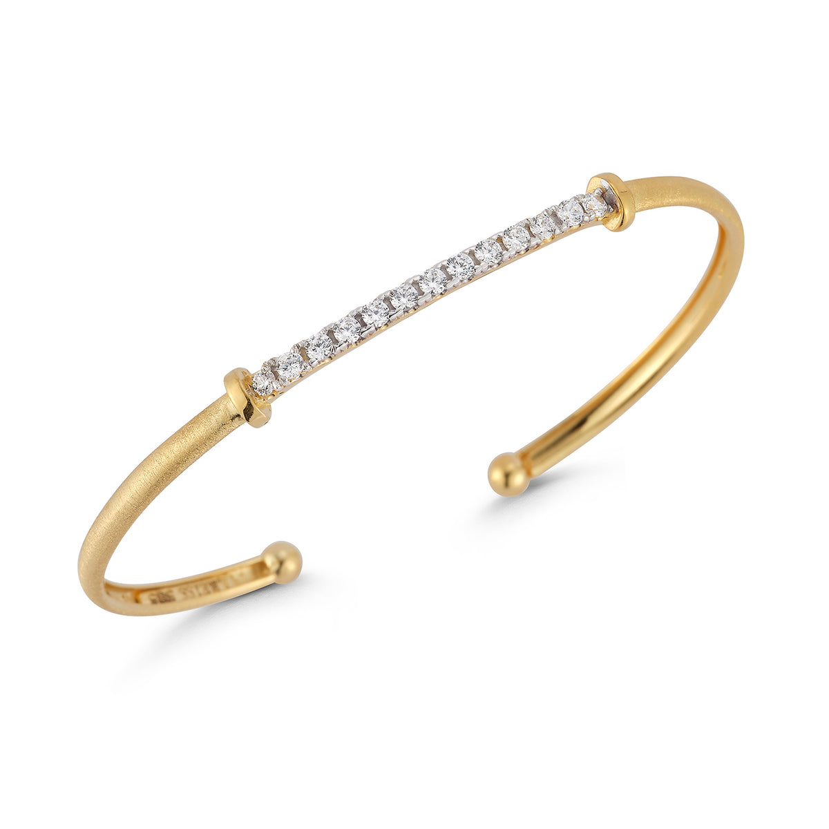 14K-Y DIAMOND BAR BANGLE., 0.50CT