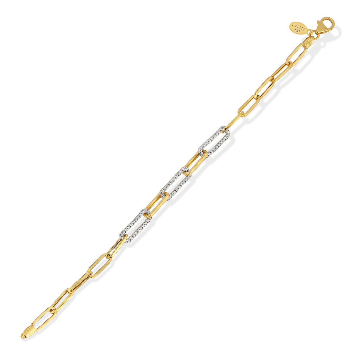 14K-Y OPEN LINK REC. BRACELET., 0.45CT