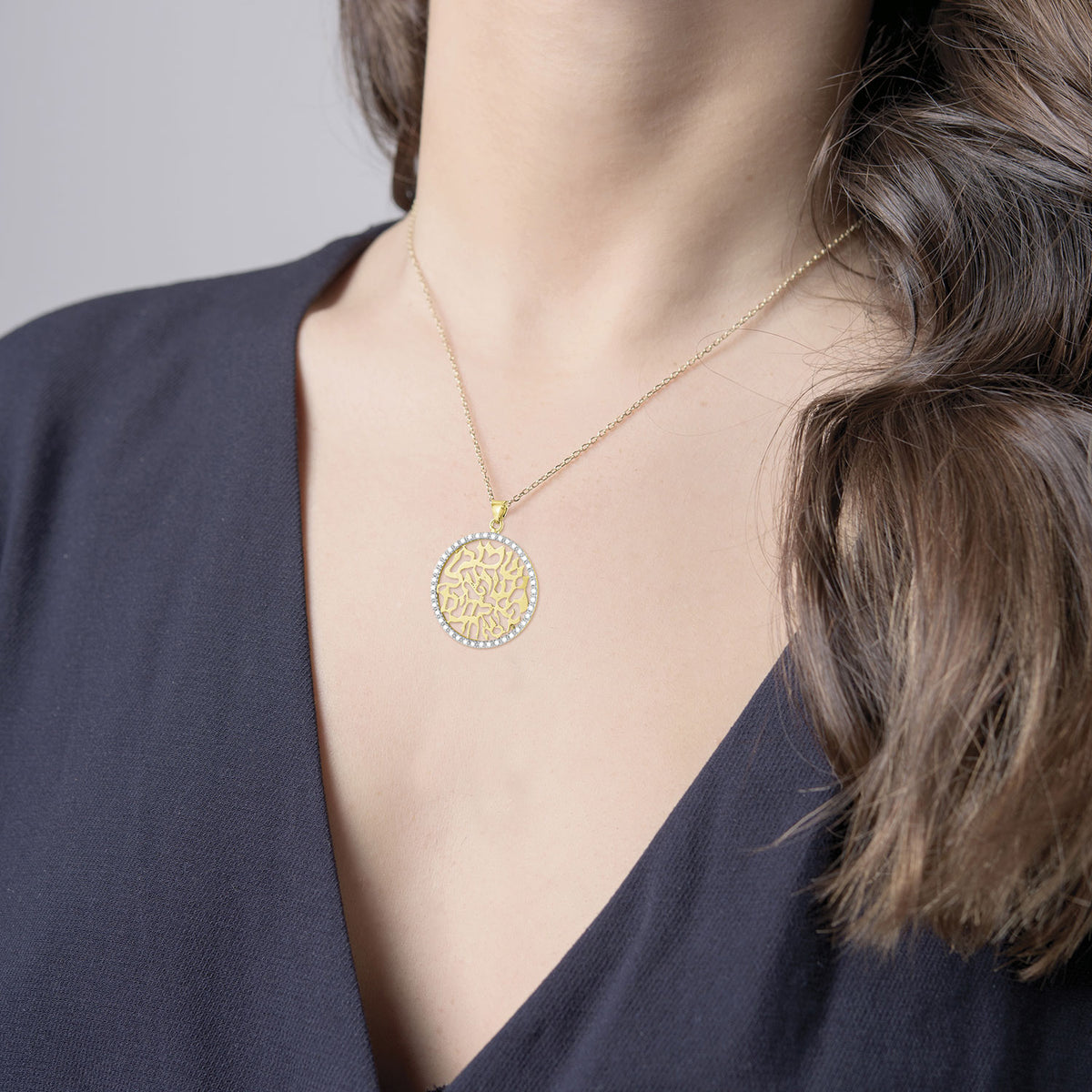 14K-Y SHEMA ISRAEL  BLESSING PEND. 0.35CT