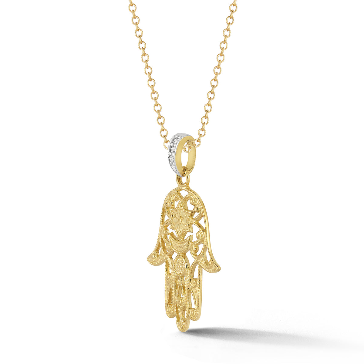 14K-Y HAND OF GOD PEND., 0.05CT