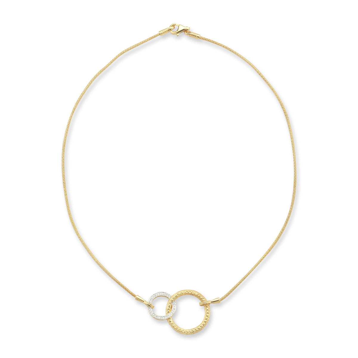 14K-Y INTERLOCKING CIRCLE COCOON NECKLACE, 0.20CT