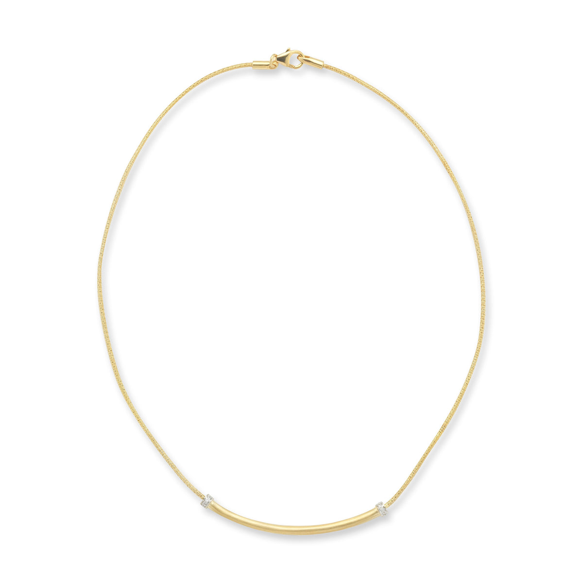 14K-Y GOLD ID COCOON NECKLACE, 0.10CT