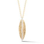 14K-Y FEATHER PEND., 0.10CT