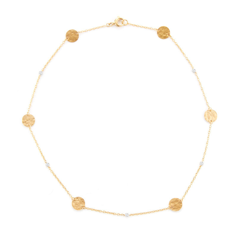 14K-Y CIRC. GOLD-BY-THE-YARD NECK., 0.08CT