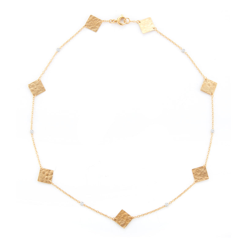 14K-Y SQ. GOLD-BY-THE-YARD NECK., 0.08CT