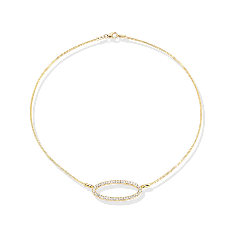 14K-Y COCOON OPEN OVL. NECK., 0.75CT