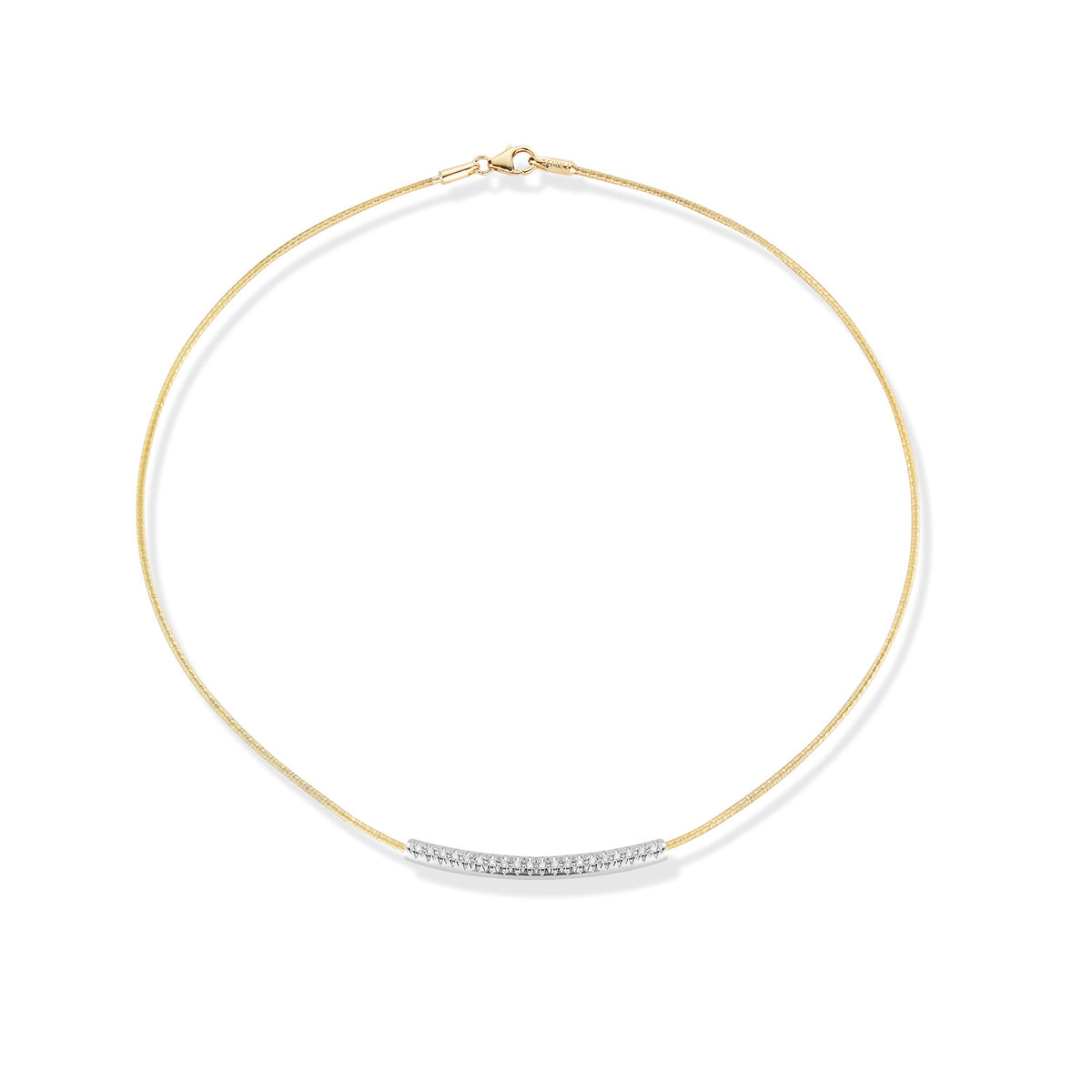 14K-Y COCOON DIA. BAR NECK., 0.20CT