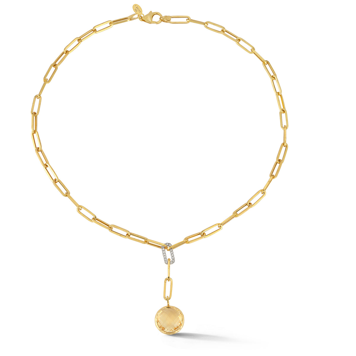 14K-Y CITRINE OPEN LINK NECK., 0.15CT