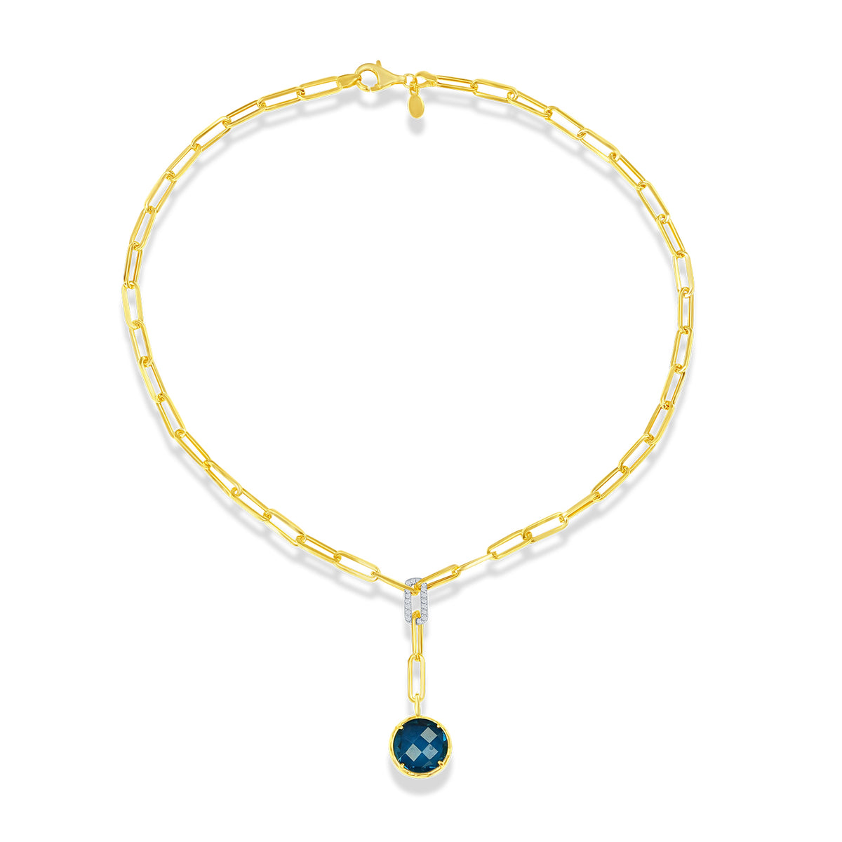 14K-Y LONDON BLUE OPEN LINK NECK., 0.15CT