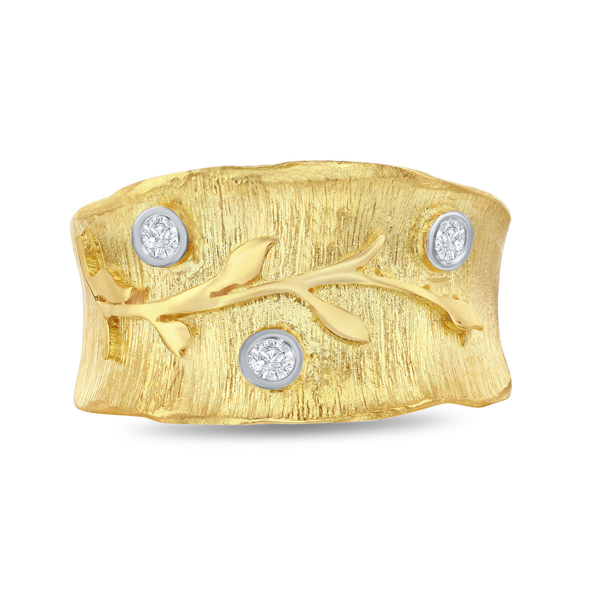 14K-Y TREE OF LIFE RING, 0.08CT