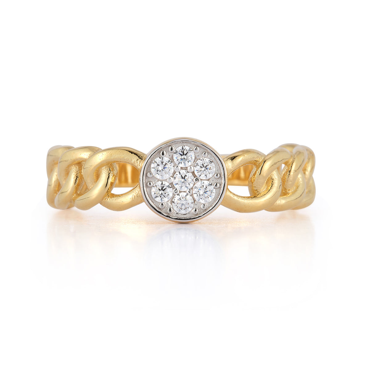 14K-Y OPEN LINK RING, 0.14CT