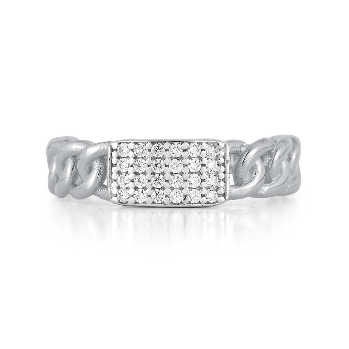 14K-Y OPEN LINK DIA. BAR RING, 0.14CT