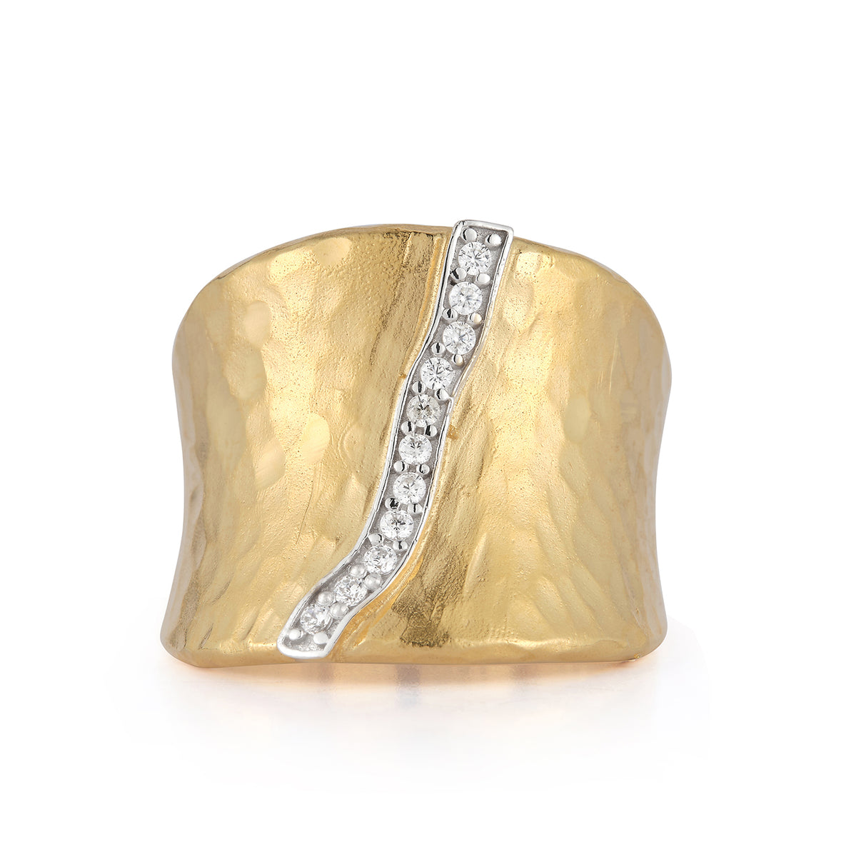 14K-Y CUFF RING, 0.11CT