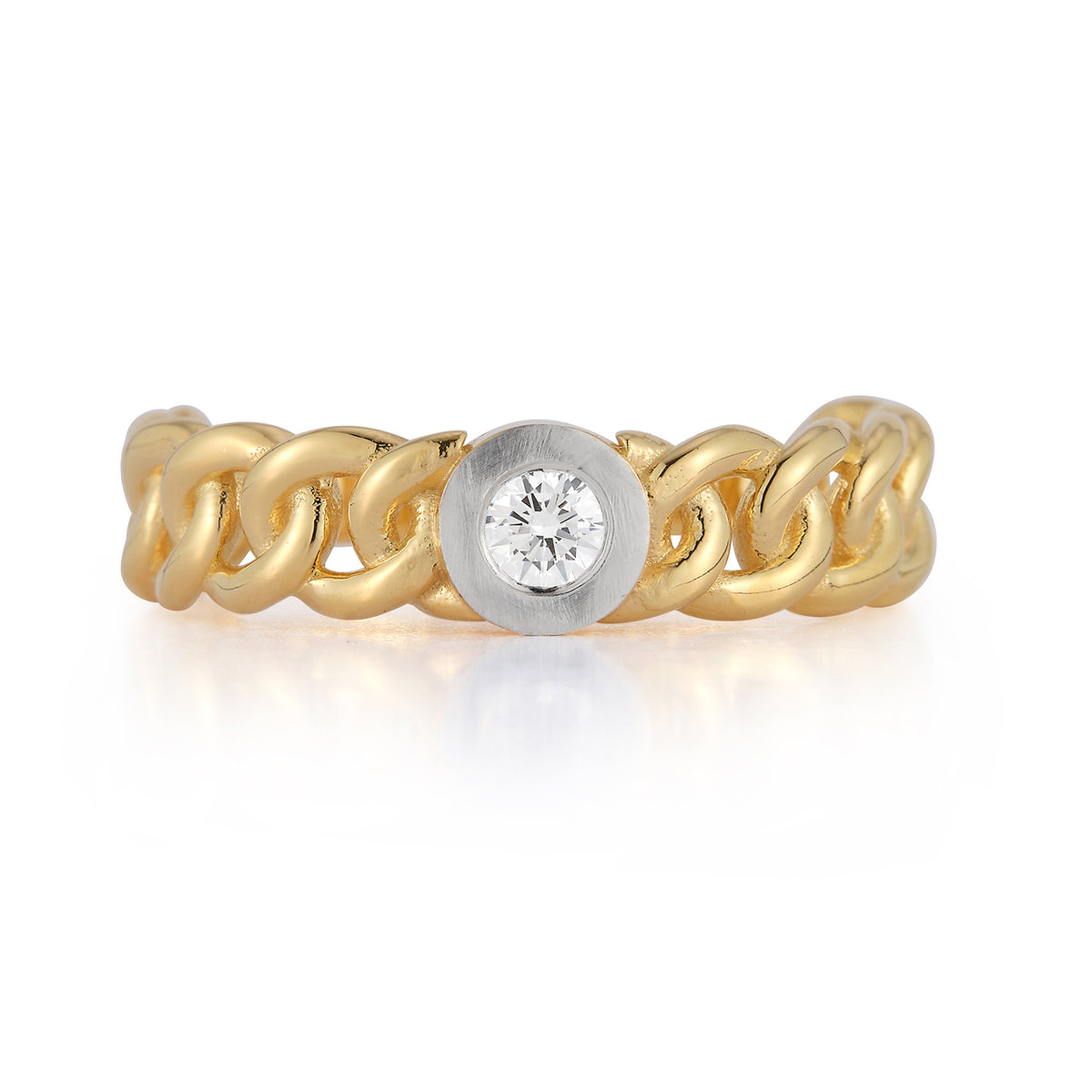 14K-Y OPEN LINK RING, 0.10CT