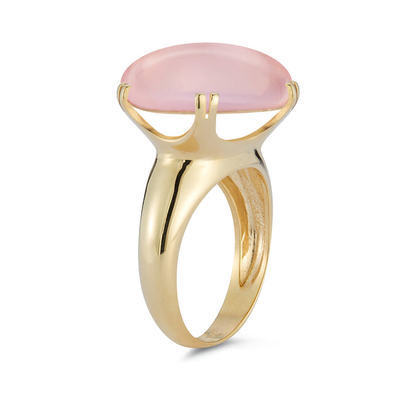 14K Gold 10.7CT Rose Quartz Cocktail Ring