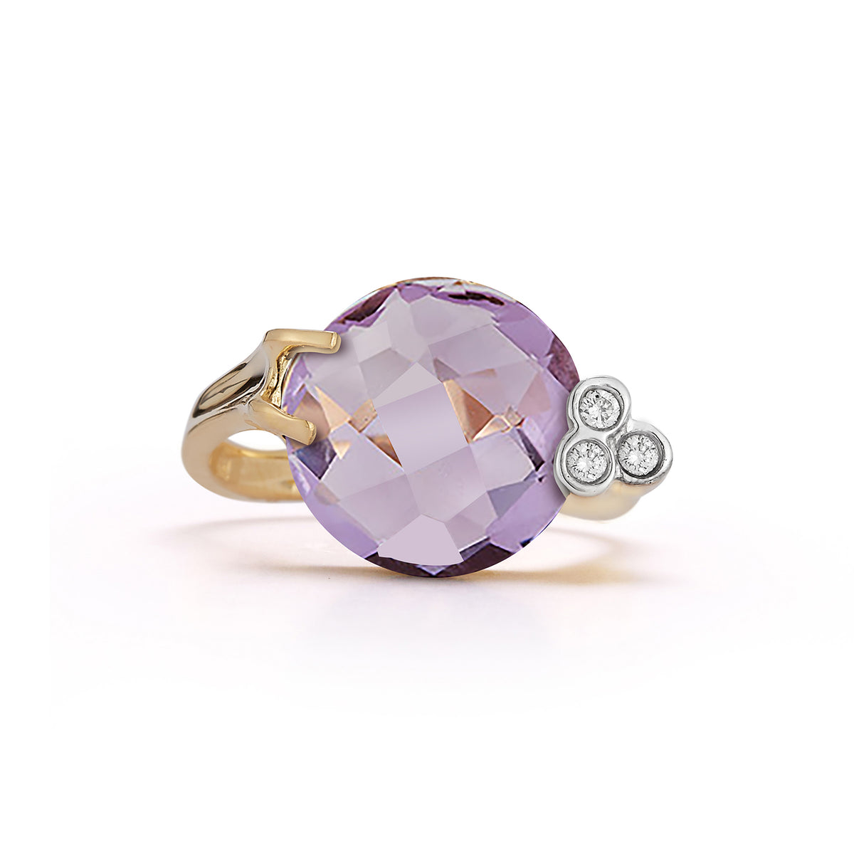 14K Gold 0.06 ct. tw. Diamond & 6.5CT Amethyst Ring