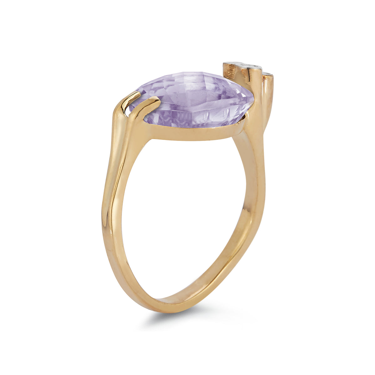 14K Gold 0.06 ct. tw. Diamond & 6.5CT Amethyst Ring