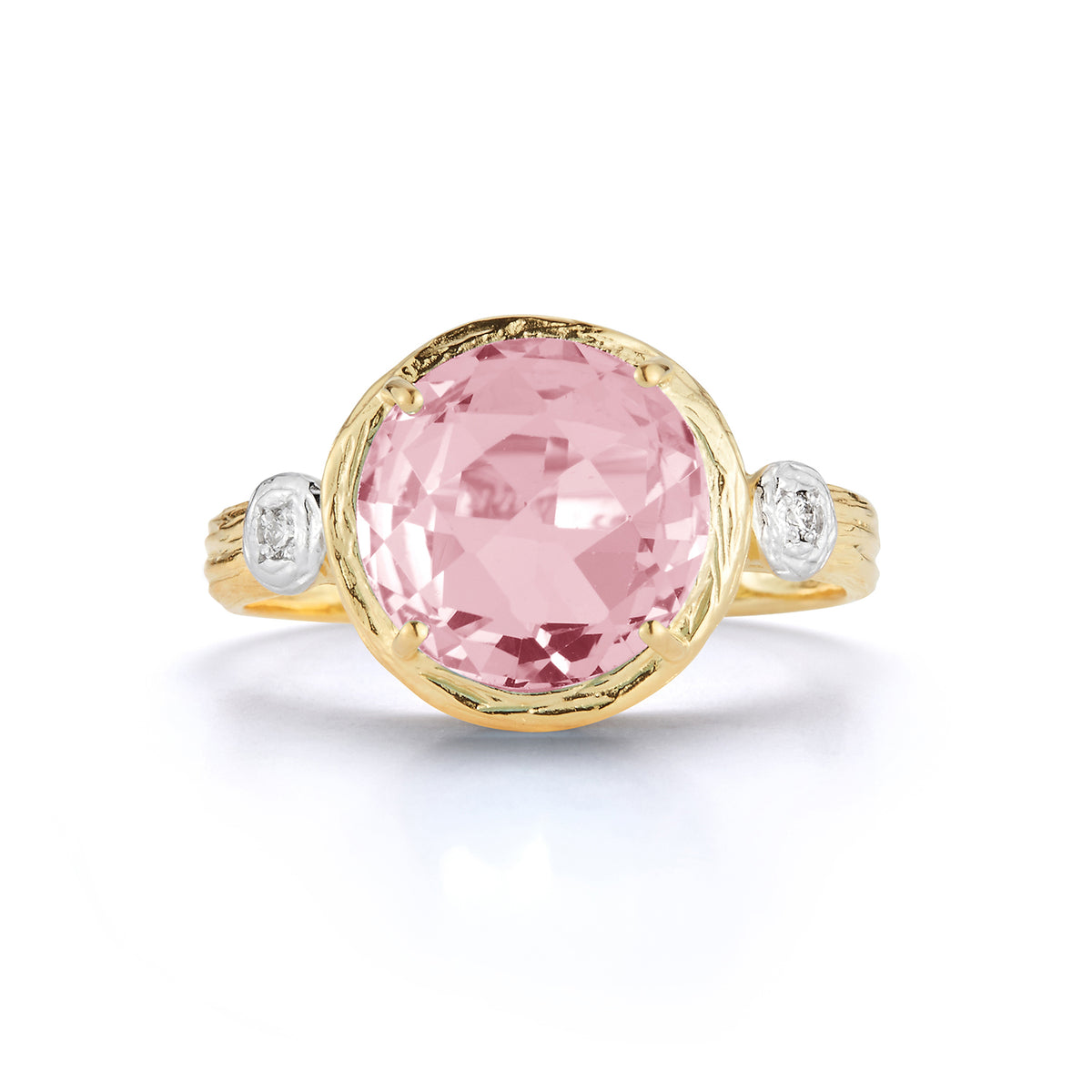 14K-Y ROSE QUARTZ COCKTAIL RING, 0.03CT